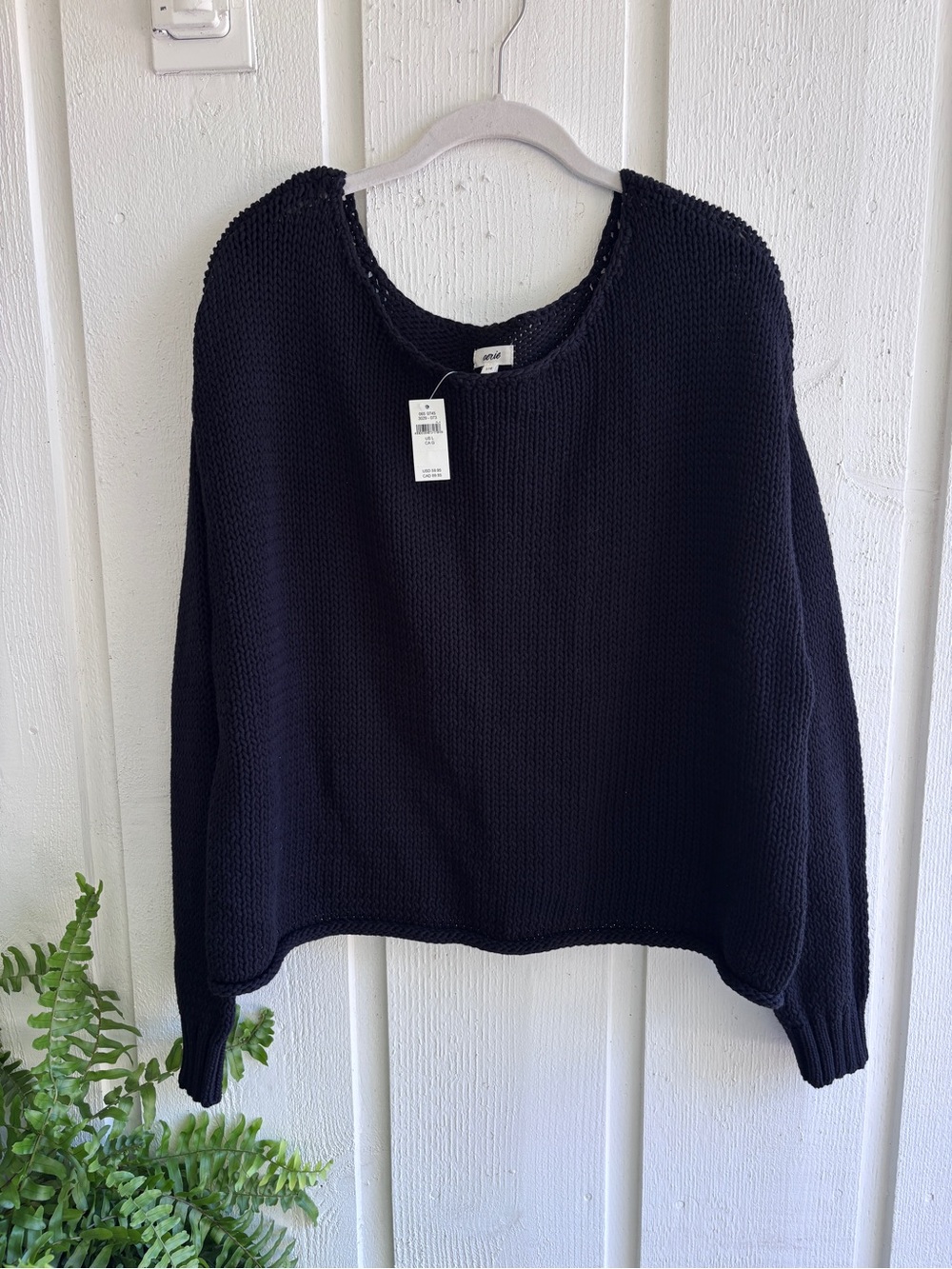 aerie Black Crewneck Knit Sweater